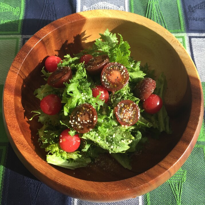 わさび菜とトマトの チーズオイルサラダ♪